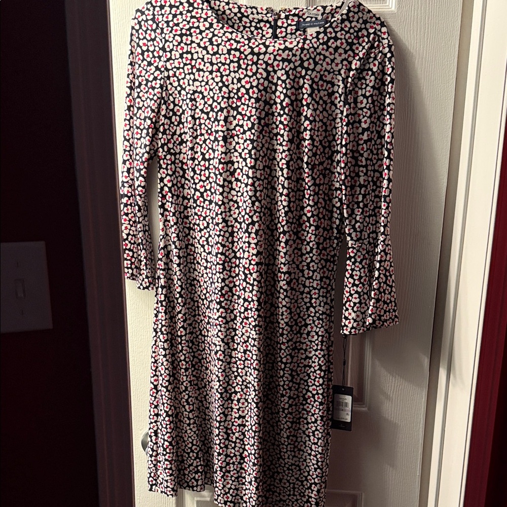 Tommy Hilfiger Pink and Black Long Sleeve Dress